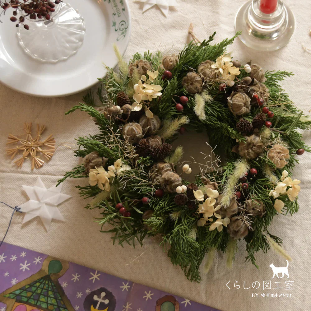 終了】天然素材 クリスマス リース ハンドメイド 森の香り♪ 約28cm 22 終了】天然素材 クリスマス リース ハンドメイド 森の香り♪ 約28cm 22