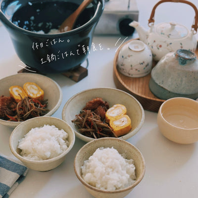 休日ごはん。土鍋ご飯で朝食を。