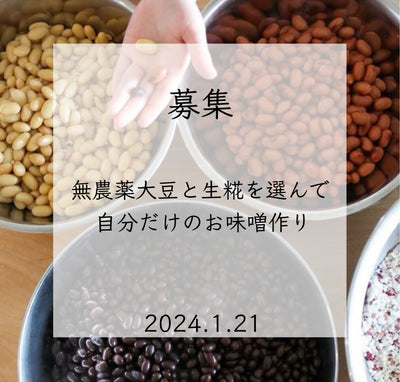 【ワークショップ】2024/1/21（日）無農薬大豆と生糀を選んで自分だけのお味噌作り