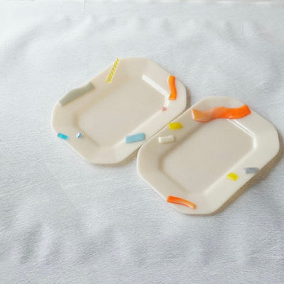 【天気雨】コラージュ隅切皿 2種｜2025秋冬