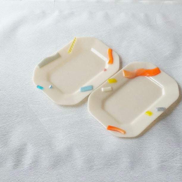 【天気雨】コラージュ隅切皿 2種｜2025秋冬